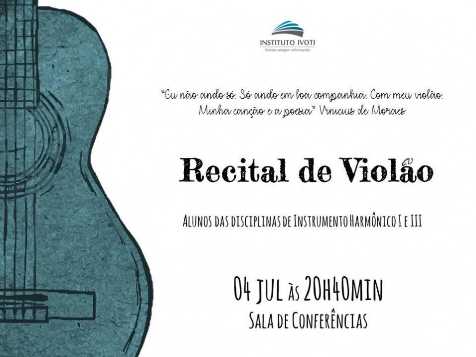 Recital de Violão terá adaptações de Tom Jobim e Beethoven