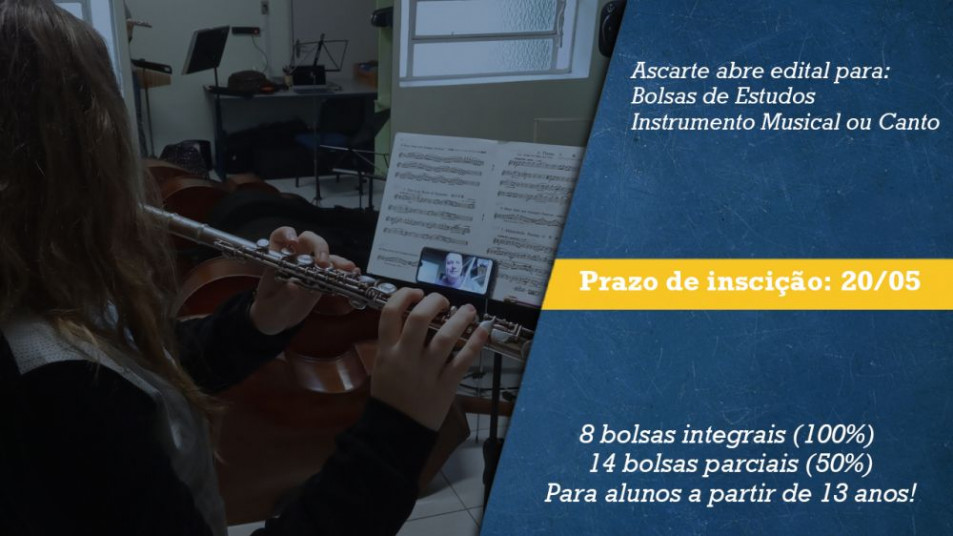 Ascarte oferece 22 bolsas de estudo para alunos a partir de 13 anos