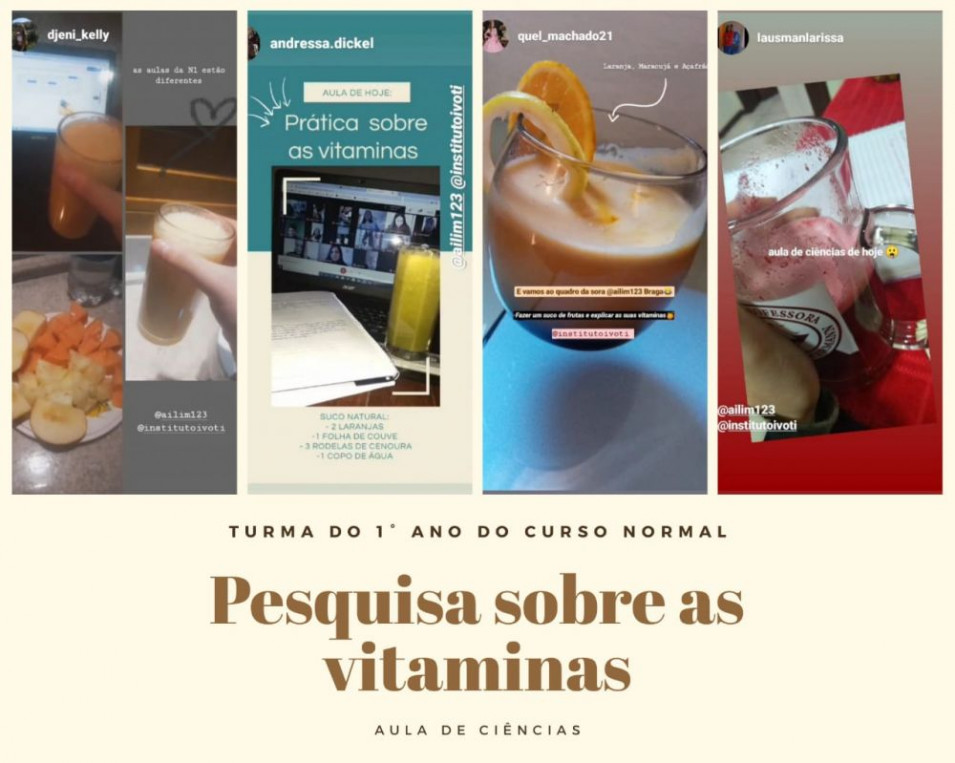 Aulas sobre vitaminas foi ressignificada na turma do Curso Normal