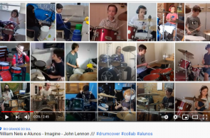 Alunos de bateria criam vídeo coletivo com música de John Lennon