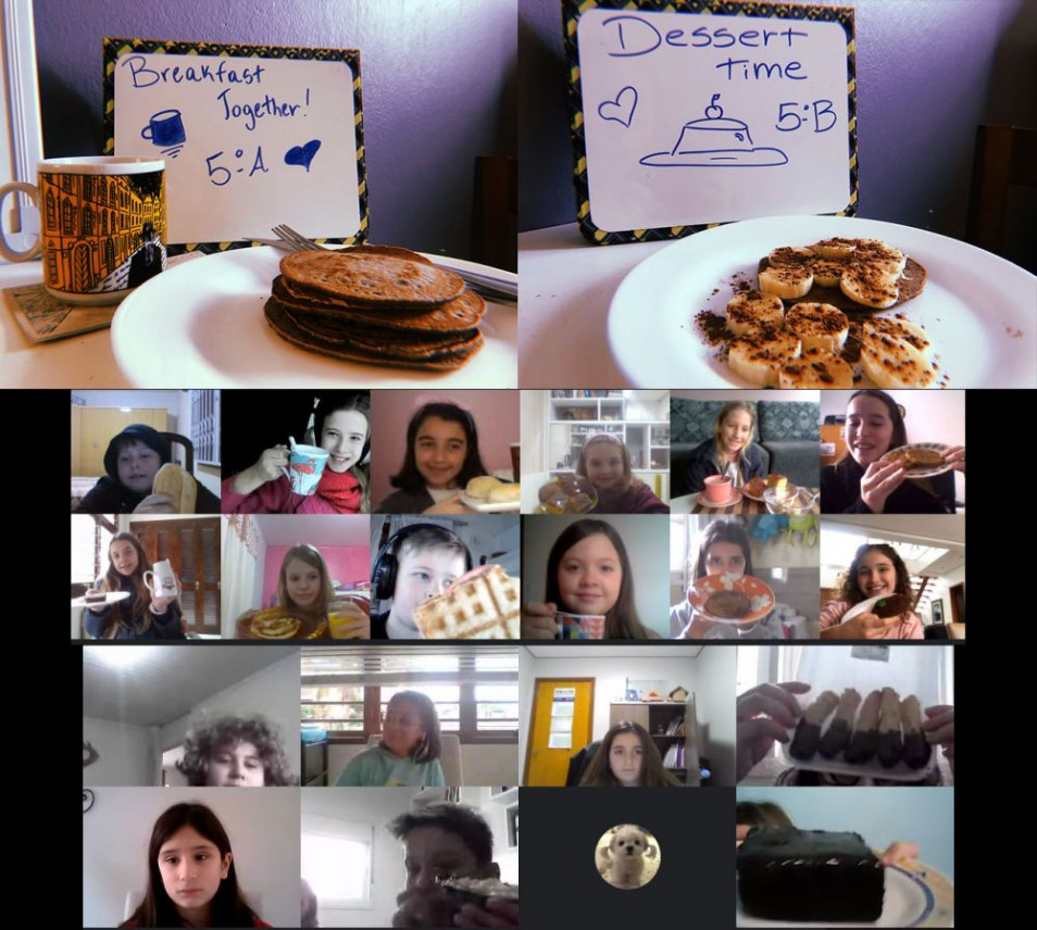 Lanche coletivo nos 5º anos encerra lição de inglês sobre alimentos