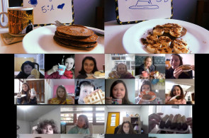 Lanche coletivo nos 5º anos encerra lição de inglês sobre alimentos