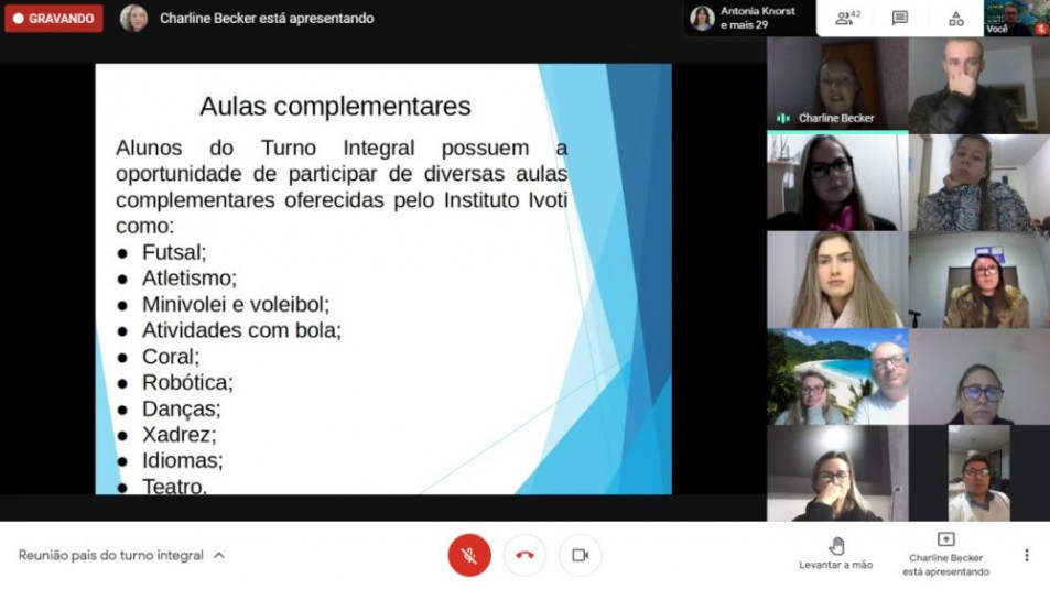 Reunião on-line do Turno Integral apresenta novo espaço para as família