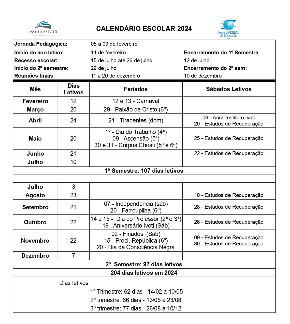 Calendario académico básica 2024 6